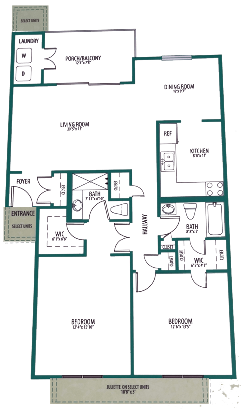 A map with labeled rooms and areas such as "ENTRANCE", "KITCHEN", and "BATHROOM".